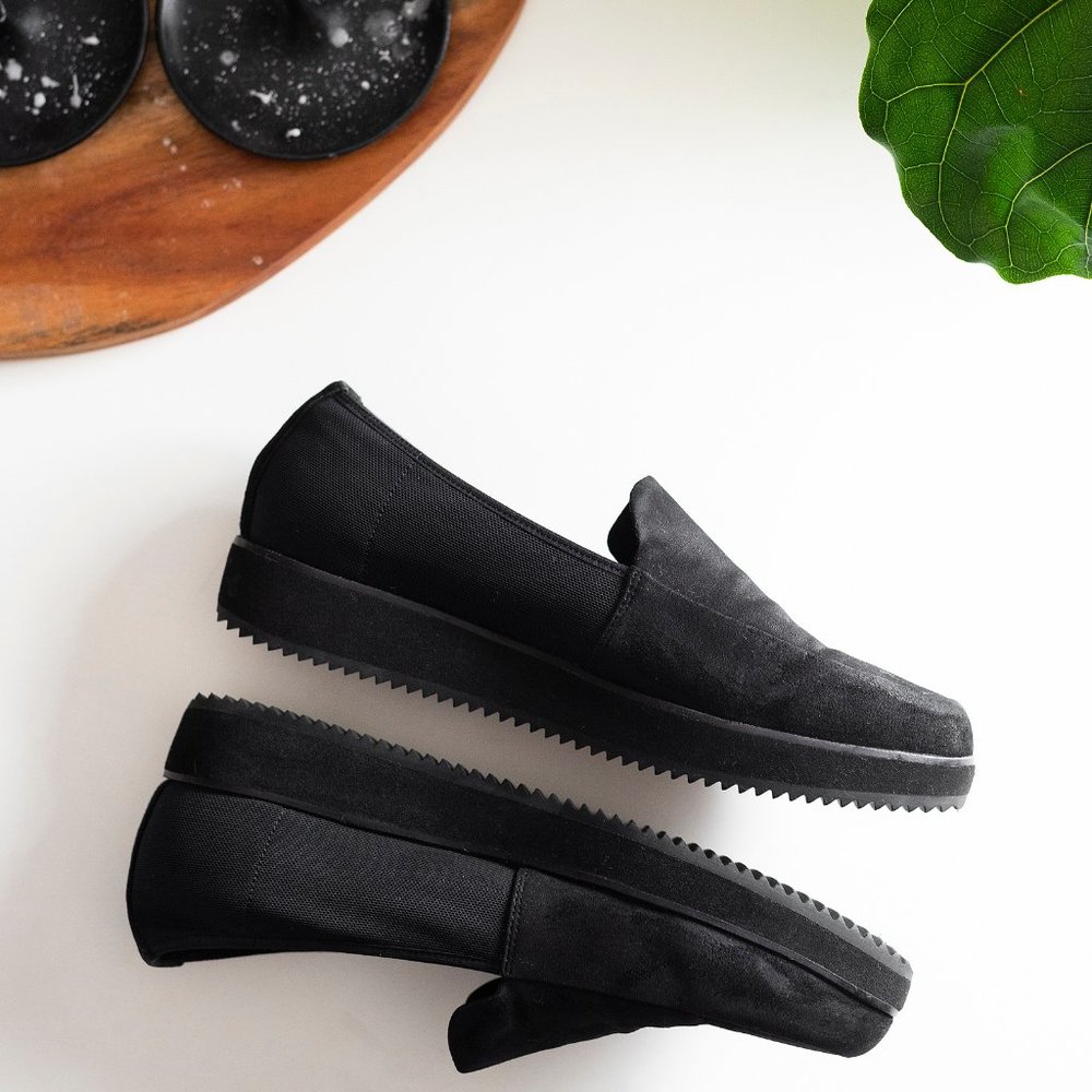 suede platform loafers